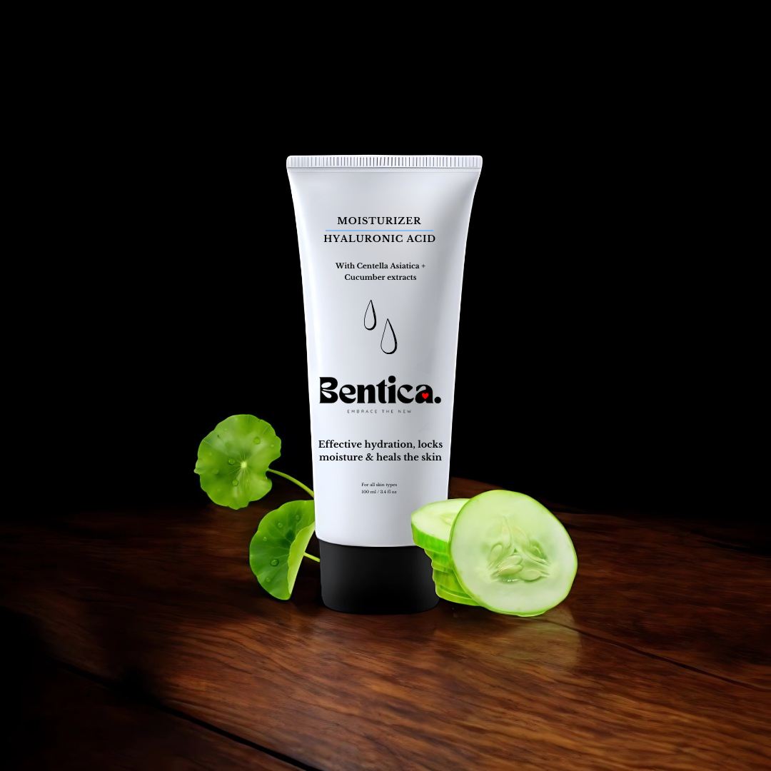 Bentica lightweight moisturizer with Hyaluronic Acid.